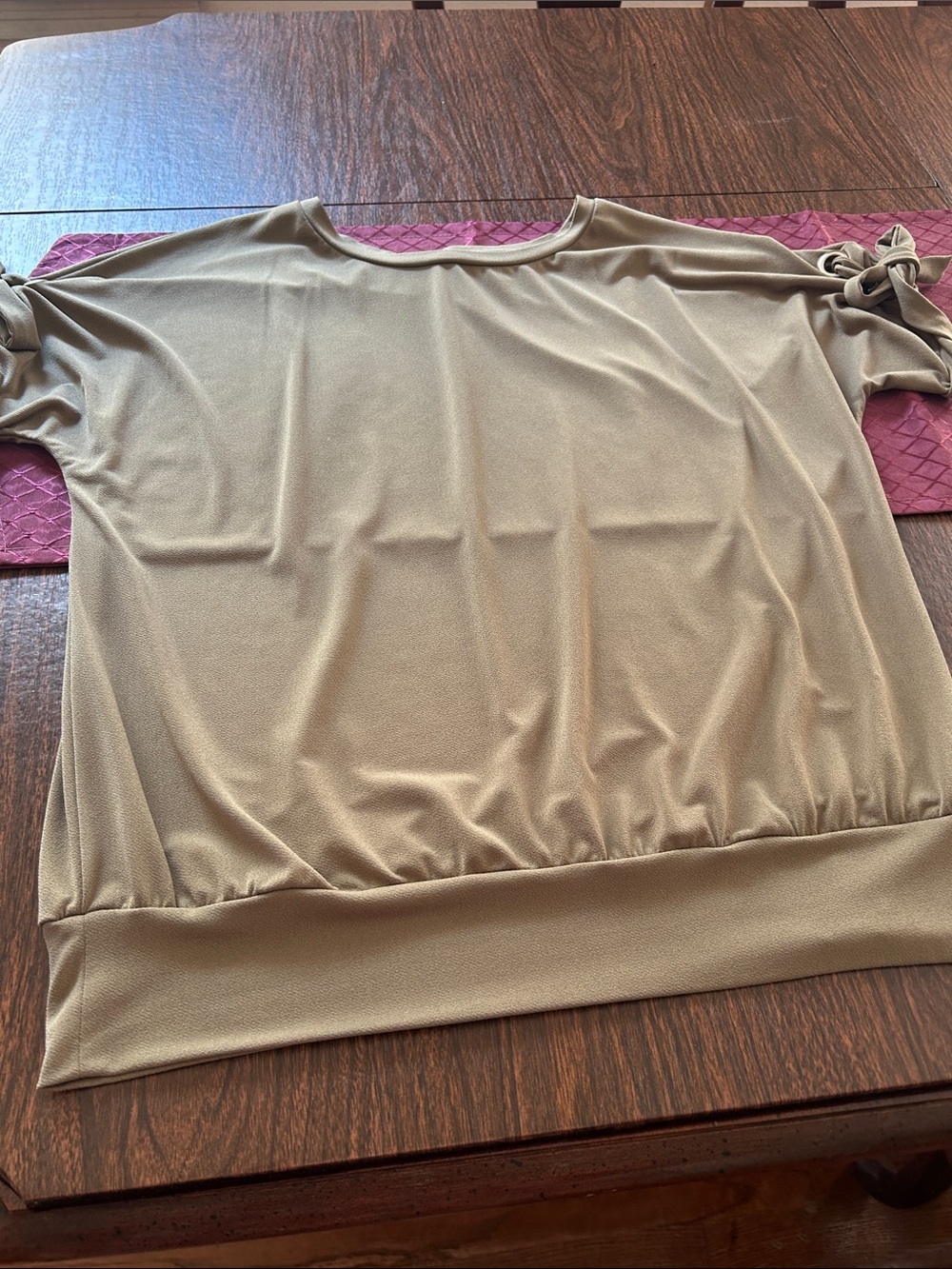 Always Indigo Knit Tie-Sleeve Dolman Top - Taupe